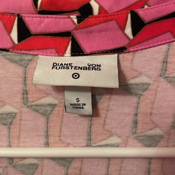 Diane Von Furstenberg Small Pink Geometric Pants Jumpsuit Pockets Belt - Picture 7 of 9